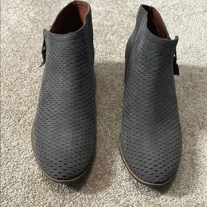 Gray Textured Ankle Boots